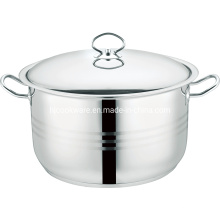 26cm Stainless Steel Wide Edge Stock Pot with Metal Lid